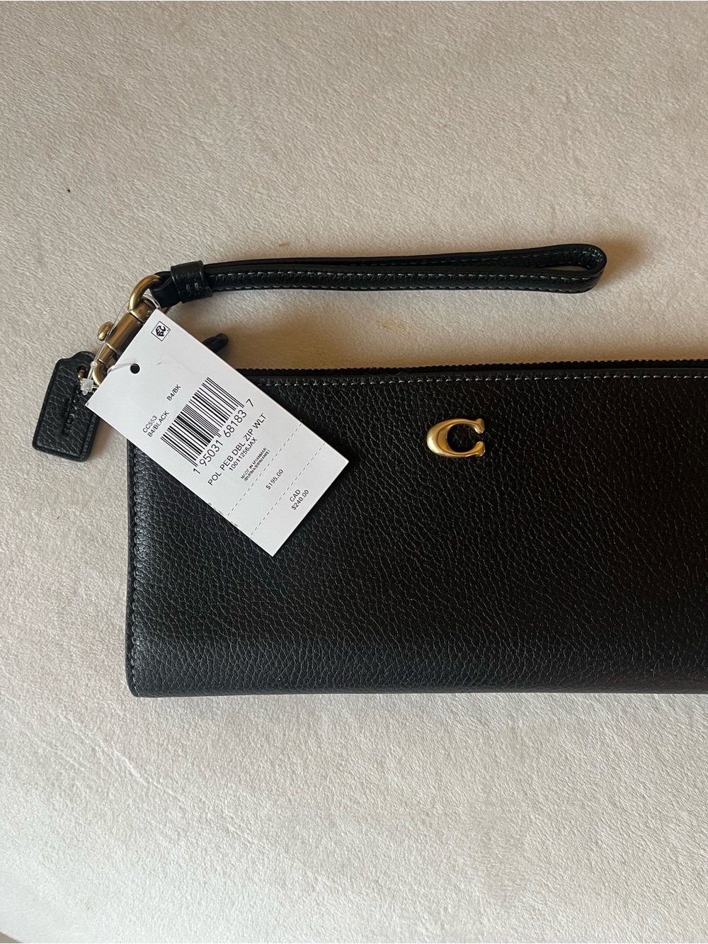 New Coach Black Leather Double zip wallet.